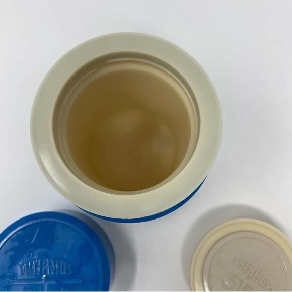 Thermos King-Seeley Blue Black Diamond Harlequin Pattern Plastic USA Vintage - Picture 5 of 7